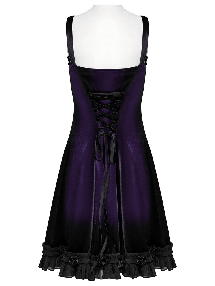 Female Sleeveless Velvet Dress with Lace and Ruffle Hem - image 6