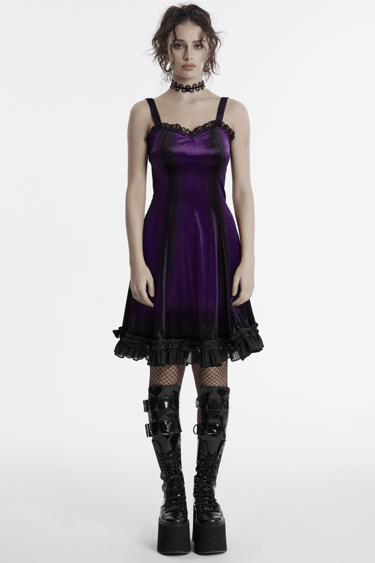 Female Sleeveless Velvet Dress with Lace and Ruffle Hem - image 11