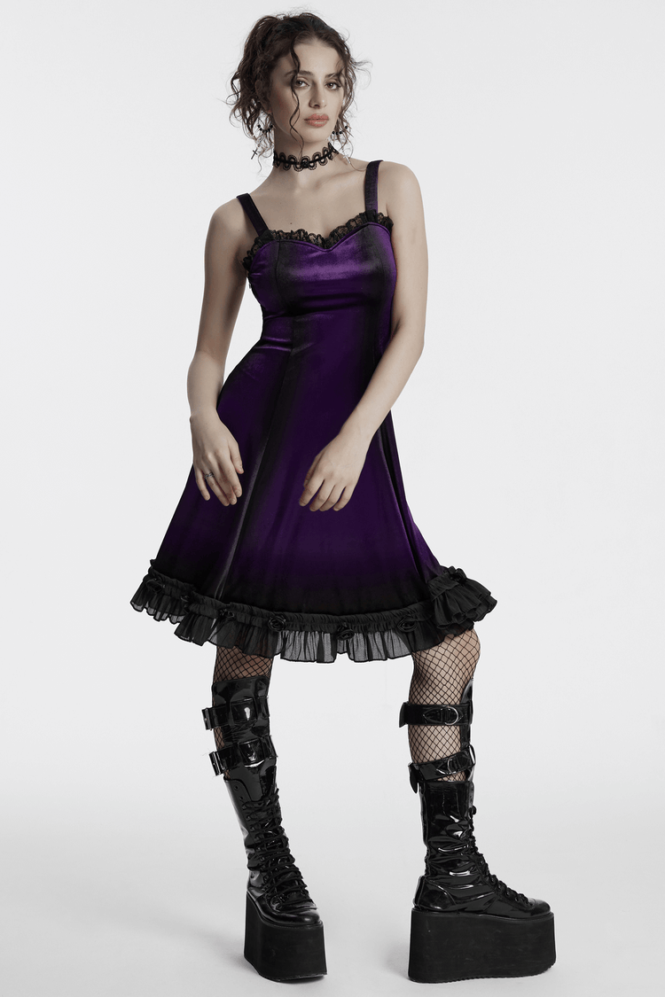 Female Sleeveless Velvet Dress with Lace and Ruffle Hem - image 12