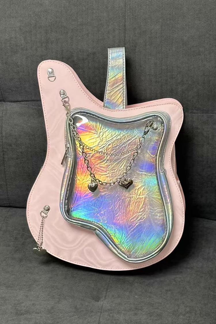 Guitar Heart Printed Chain-Decorated Sweet Lolita Itabag 3 Colors - Pink - 15
