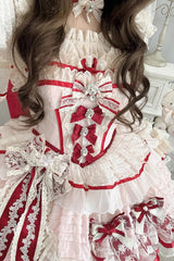 Pink [Moonstone] Sleeveless Ruffle Embroidery Bowknot Lace Fishbone Sweet Princess Lolita Dress - Product - 14