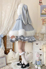 [Woolen Rabbit Ears] Bow Lop-eared Rabbit Sweet Lolita Cloak Coat - Product - 8