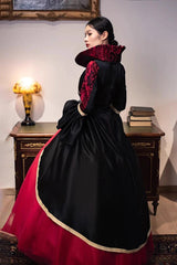 Wine Red Print Medieval Court Gothic Victorian Lolita Dress - Product - 6