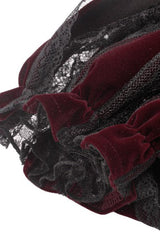 Black Ruffled Doll Collar Short Puff Sleeves Lace-Up Women's Gothic Princess Velvet Cape - Product - 17