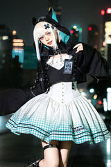 Black/White [Electronic Cat] Print Future Suit Gothic Cool Lolita Dress - Product - 5