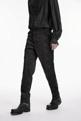 Black Jacquard Slim Men's Gothic Gorgeous Handsome Pants - Product - 7