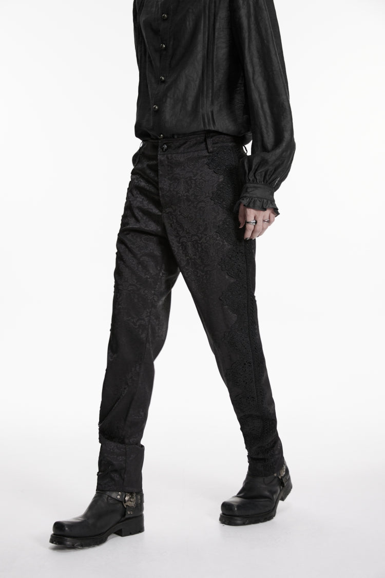 Black Jacquard Slim Men's Gothic Gorgeous Handsome Pants - Product - 7