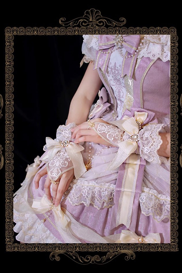 Purple [Girls' Day] Short Sleeves Multi-Layered Ruffle Bowknot Lace Sweet Lolita Dress 2 Versions - Product - 6