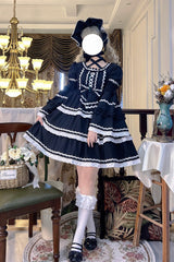Black Triple-Layered Detachable Sleeves Bowknot Lace-Up Gothic Lolita Dress - Product - 9