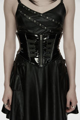 Black Lace-Up Slim Zippered Women's Punk Underbust Corset - Product - 9