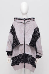 Color Blocking Long Sleeves Print Hooded Tie-dyed Zipper Jirai Kei Japanese Coat - Product - 3