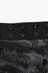 Black/Grey Round Collar Sleeveless Print Ripped Distressed Eyelet Men's Gothic Tank Top - Product - 7