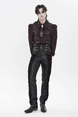 Black Jacquard Lace-Up Slim Men's Gothic Handsome Girdle - Product - 4