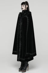 Black Stand Collar Embroidered Lace-Up Women's Gothic Coat - Product - 2