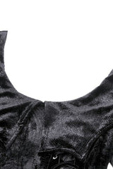 Black Long Sleeves Eyelets Side Slit Women's Gothic Maxi Dresses Wedding Dress - Product - 13