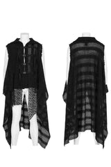 Black Irregular Hem Webbing Buckle Mens Gothic Vest - Product - 5