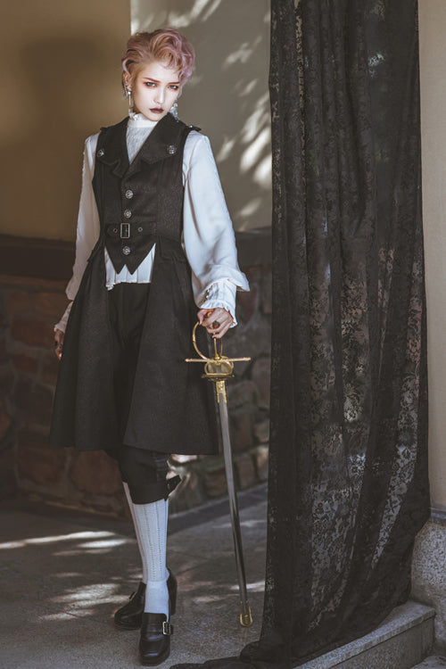 Black Immortal Thorn Endless Daytime Ouji Lolita Long Vest - Product - 2