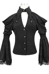 Black Off The Shoulder Trumpet Sleeves Sexy Womens Gothic Blouse - Product - 4
