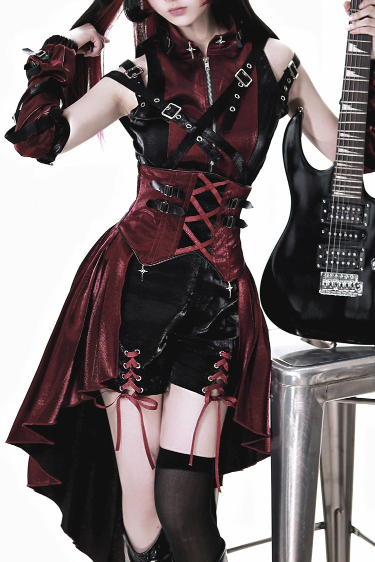 Black/Red [Chief Assassin] Lace-Up Gothic Ouji Lolita Set - Product - 12