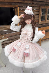 [Sweet Dream Bunny] Furry Bowknot Sweet Lolita Dress 2 Colors and 2 Versions - Product - 15