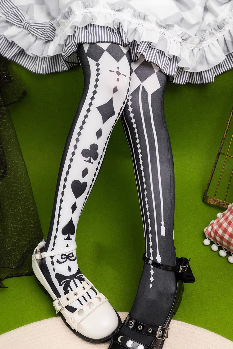 [Alice in Wonderland] Poker Printed Gothic Lolita Tights 5 Colors - Product - 3