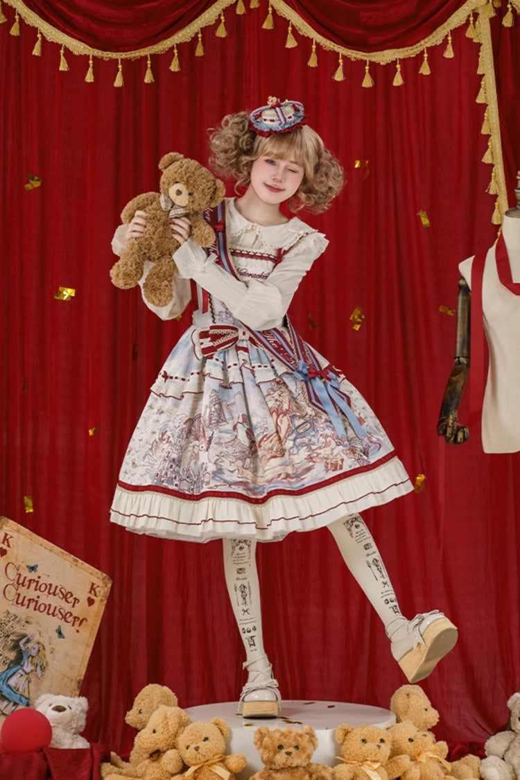Multi-Color [Nutcracker] Sleeveless Print Ruffle Bowknot Sweet College Style Lolita Jsk Dress - Product - 4