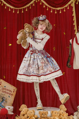 Multi-Color [Nutcracker] Sleeveless Print Ruffle Bowknot Sweet College Style Lolita Jsk Dress - Product - 4