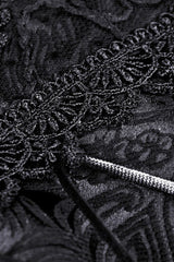 Black Floral Embroidered Lace-Up Strappy Women's Gothic Gorgeous Corset - Product - 17