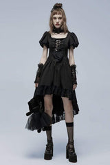 Black Leather Metal Rivets Lace Women's Gothic Chocker - Product - 4