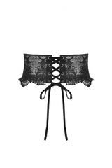 Black Ruffled Floral Embroidered Lace-Up Women's Gothic Corset - Product - 14