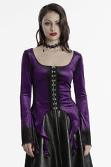 Violet Long Sleeves Gradient Irregular Women's Gothic Blouse - Violet - 1