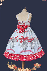 Cat Head Mushroom Print Ruffle Bowknot Sweet Lolita Dress 2 Colors - Product - 10