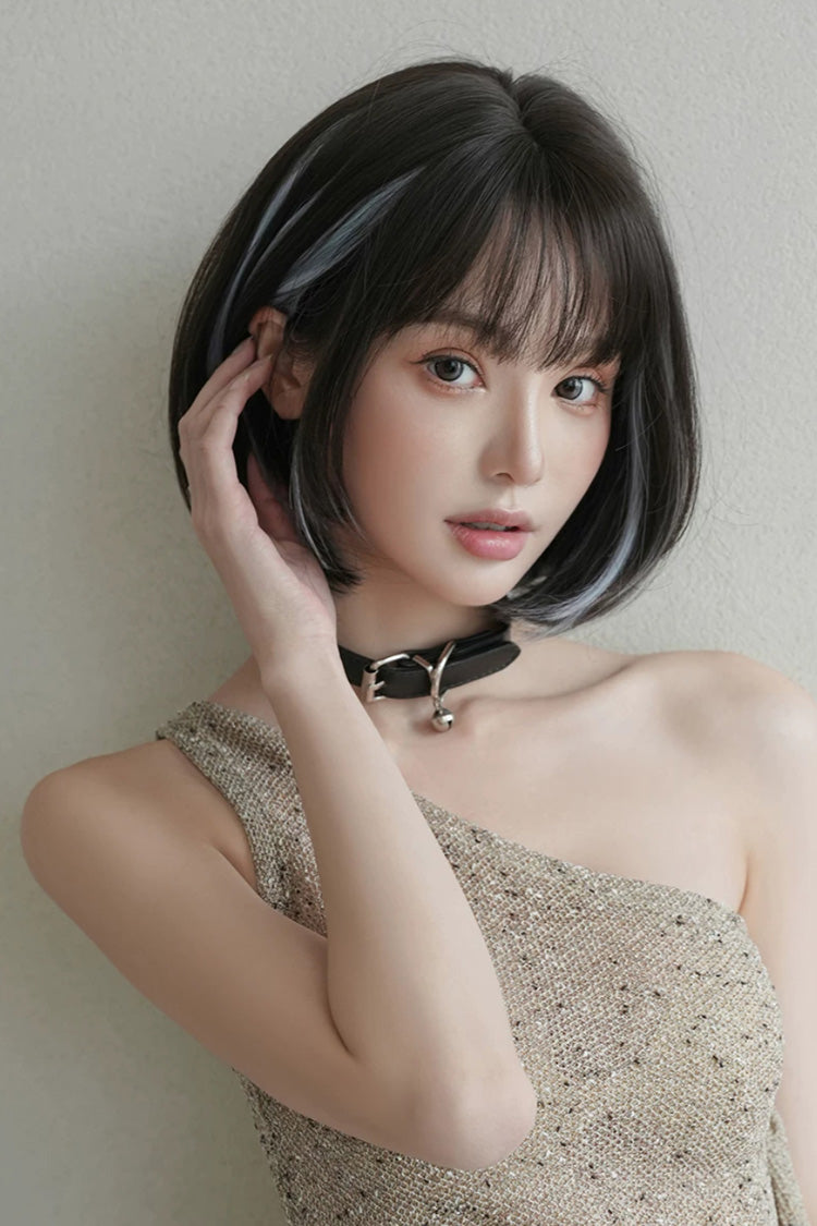 Face-Framing Highlights Layered Short Bob Sweet Lolita Wig 2 Colors - Product - 7