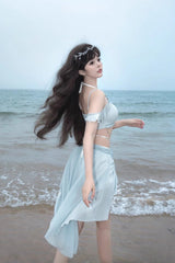 Light Blue Summer Ripples Sweet Lolita Two-piece Swimsuit - Product - 5