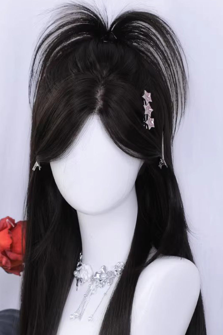 Sweet Daily Long Straight Lolita Wig with Side Part Bangs 2 Colors - Product - 3