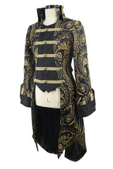 Gothic Jacquard Fake Two Pieces Golden Mens Long Coat - Product - 5