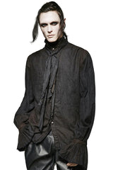 Black Long Lantern Sleeves Retro Metal Button Mens Steampunk Tie Shirt - Product - 5
