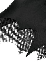 Black Short Sleeves Irregular Mesh Cross Chain-Decorated Eyelet Women's Punk Top - Product - 18