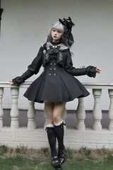 Black [Gothic Night Butler] Double-breasted Gothic Lolita Bustier Suspender Dress - Product - 8