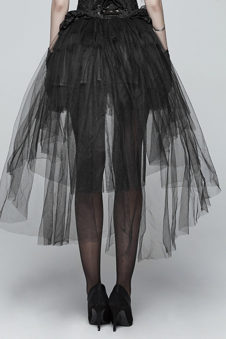 Black Multi-layer Lace Mesh Women's Gothic Elegant Skirt - Product - 3