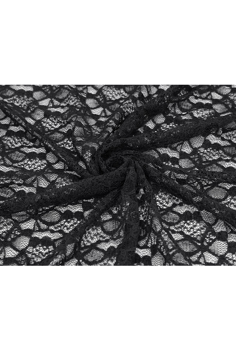 Black Off Shoulder Long Sleeves Ruffle Lace Women's Gothic Blouse - Product - 7