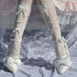 Ruffled Bow Lace Sweet Elegant Lolita Pointed Toe High Heels 4 Colors - Product - 5