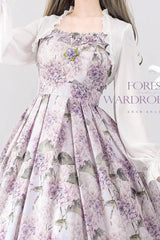 Purple [Forest Basket] Hydrangea Print Bowknot Chiffon Sweet Elegant Lolita Jsk Dress - Product - 3