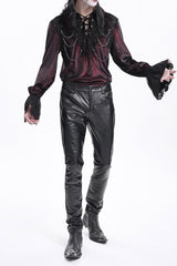 Black Faux Leathet Button Men's Gothic Pants - Product - 9