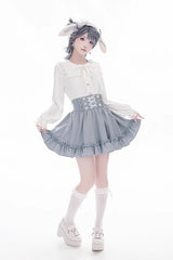 Sweet Ruffle Lace Lace-Up Japanese Jirai Kei Skirt 4 Colors - Product - 12