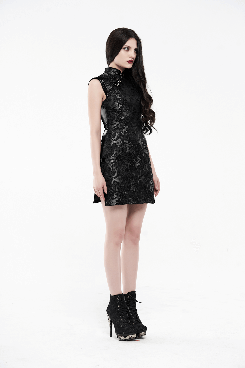 Futuristic Dragon Pattern Jacquard Mini Dress - image 12