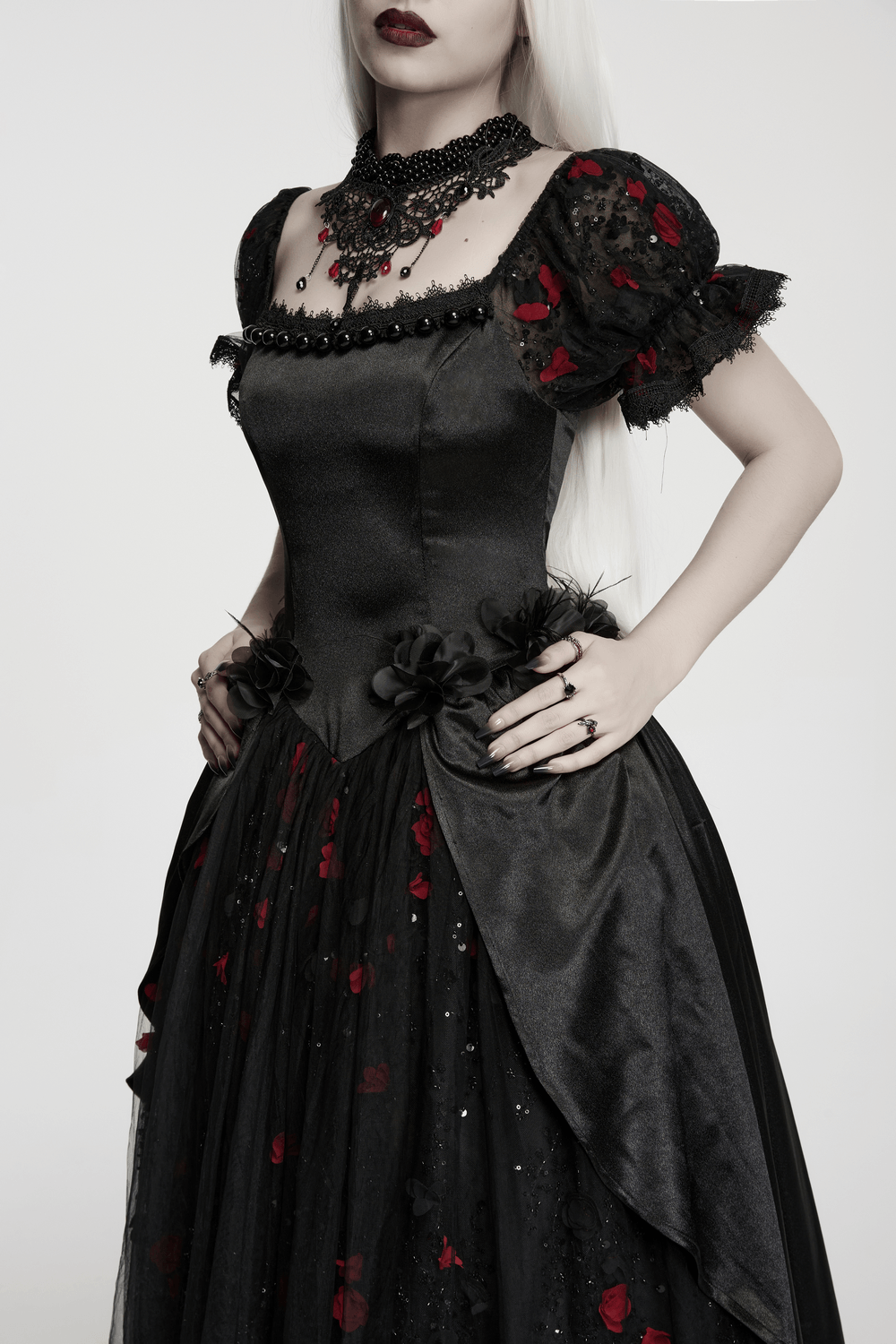 Gorgeous Rose Dress with Victorian Lace and Floral Details - image 11