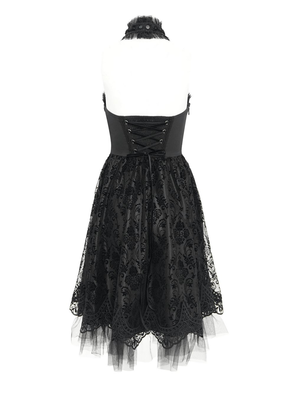 Goth Halter Dress with Lace Overlay and Tulle Skirt - image 6