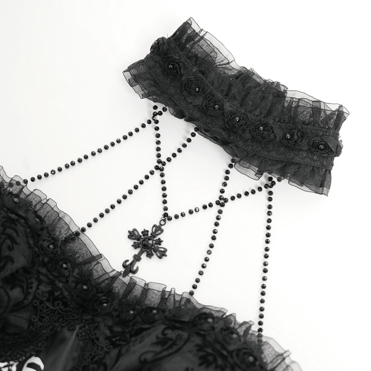 Goth Halter Dress with Lace Overlay and Tulle Skirt - image 7