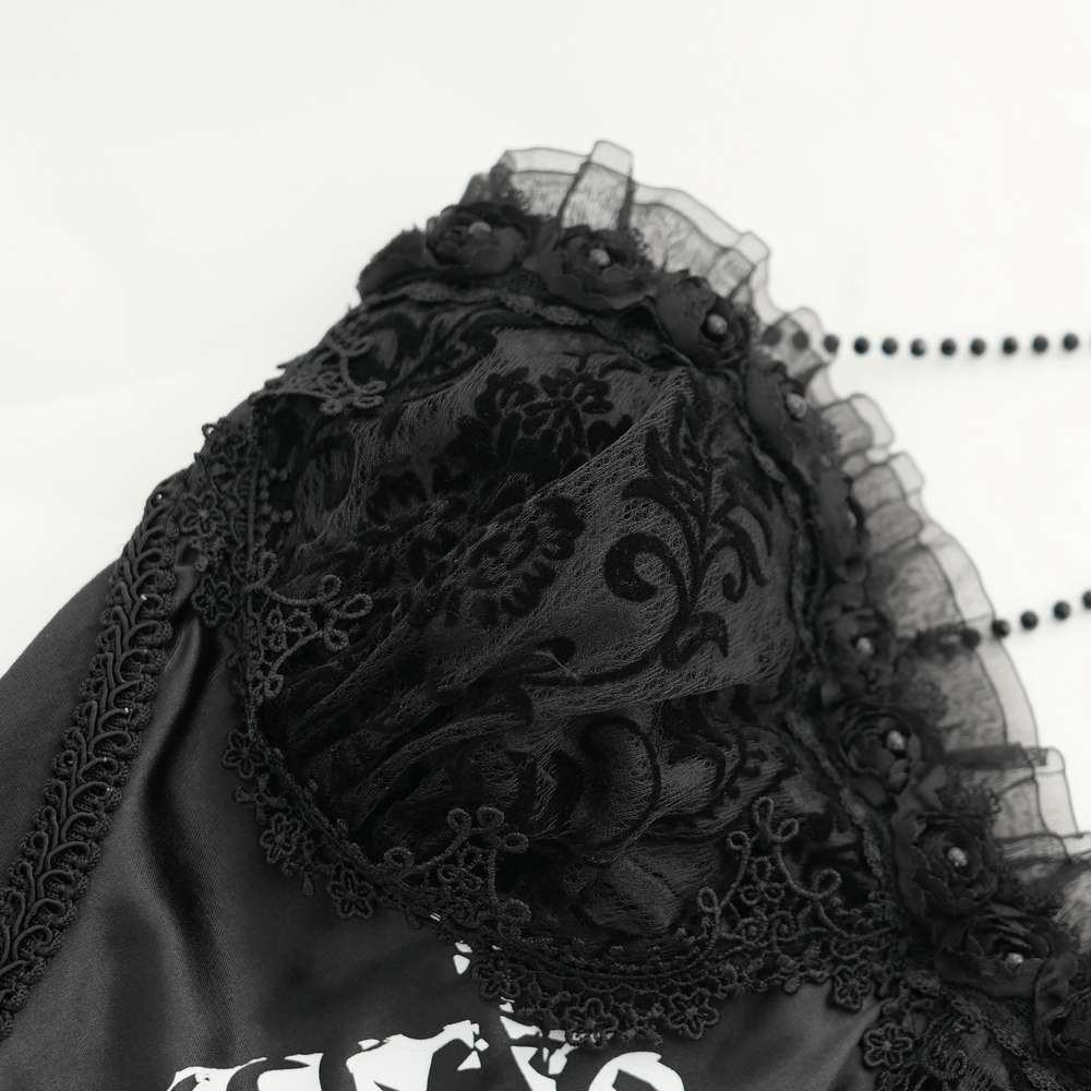 Goth Halter Dress with Lace Overlay and Tulle Skirt - image 8